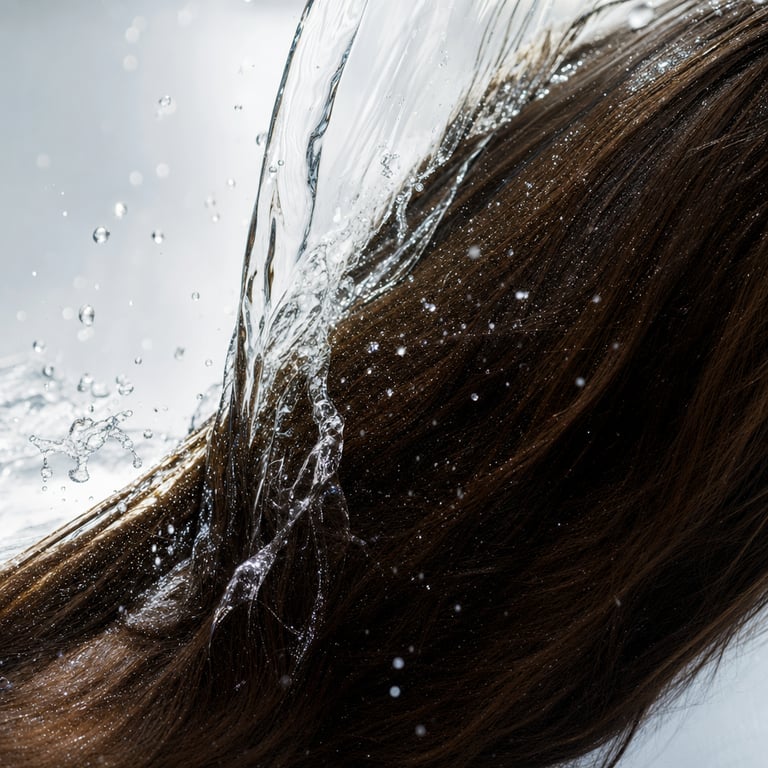 Clean, filtered water over healthy hair