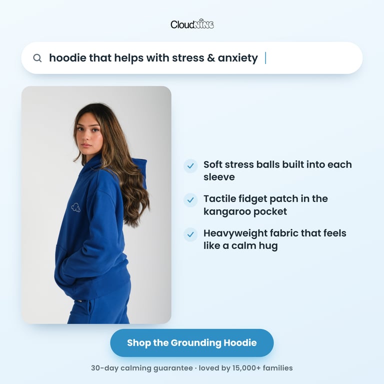 Search hook — hoodie that helps with stress and anxiety