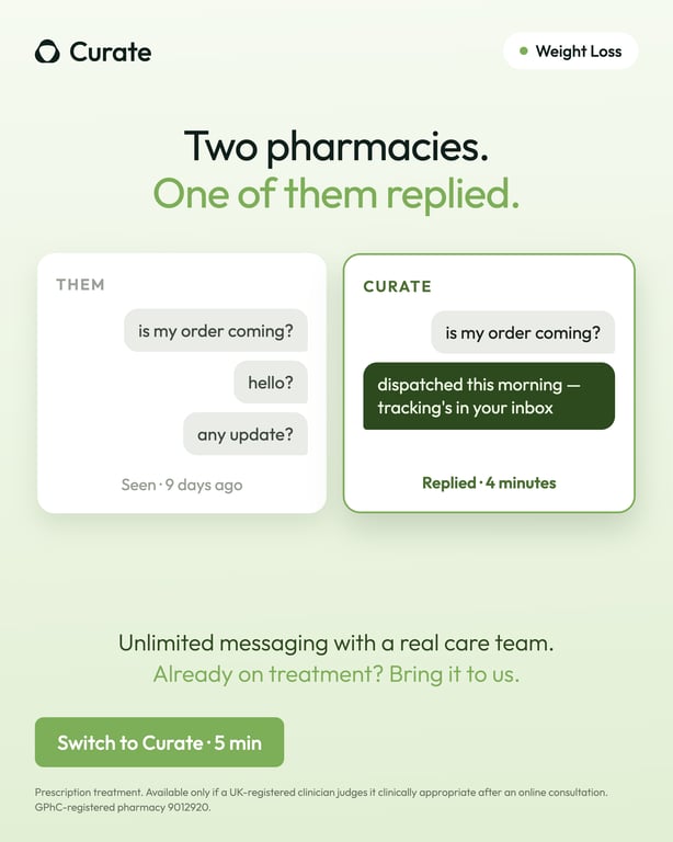 Two pharmacies comparison ad, one replied