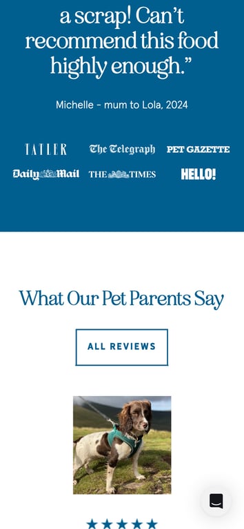PDP reviews and press logos section on mobile