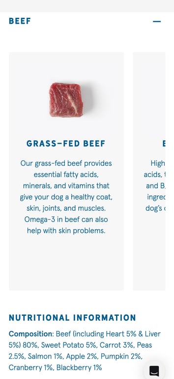 Ingredient sections stacked — mobile