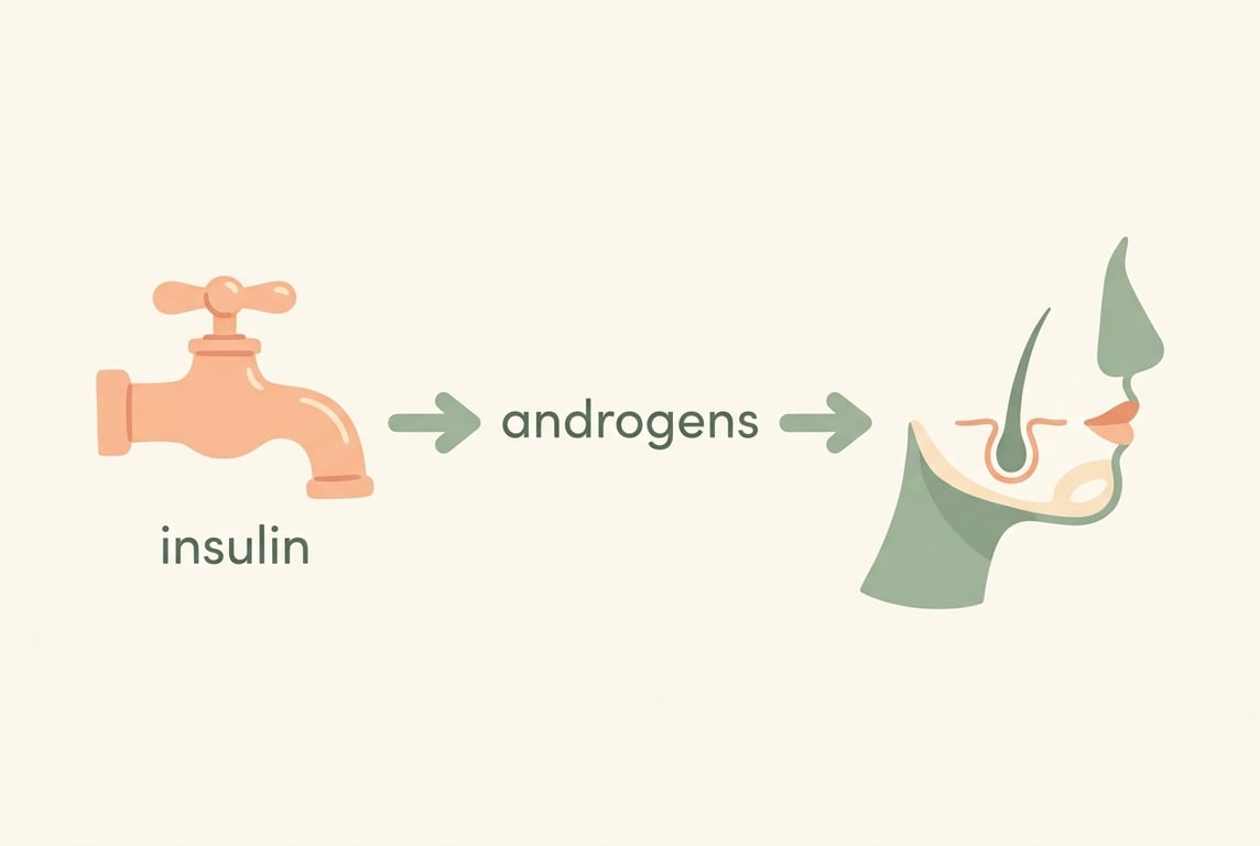 Insulin resistance pushes the ovaries to make more androgens