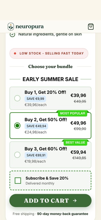 NeuroPura bundle selector mobile