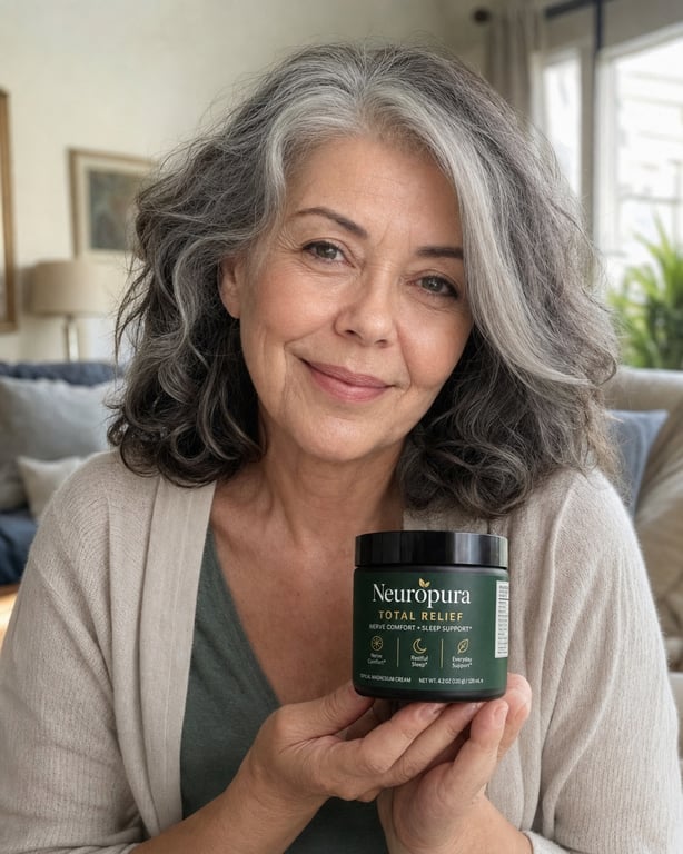 A happy Neuropura customer holding her jar