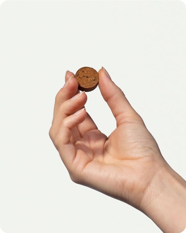 A hand holding one PetLabCo. Probiotic Chew