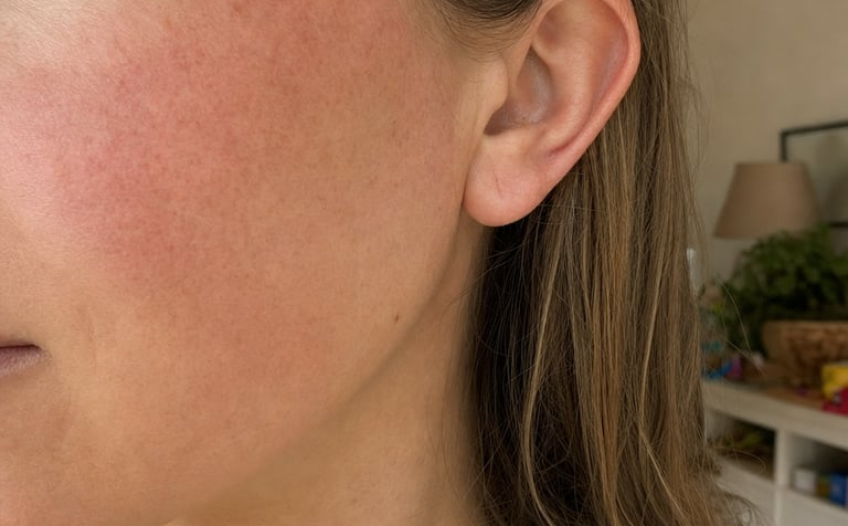 Diffuse redness across a cheek in natural light