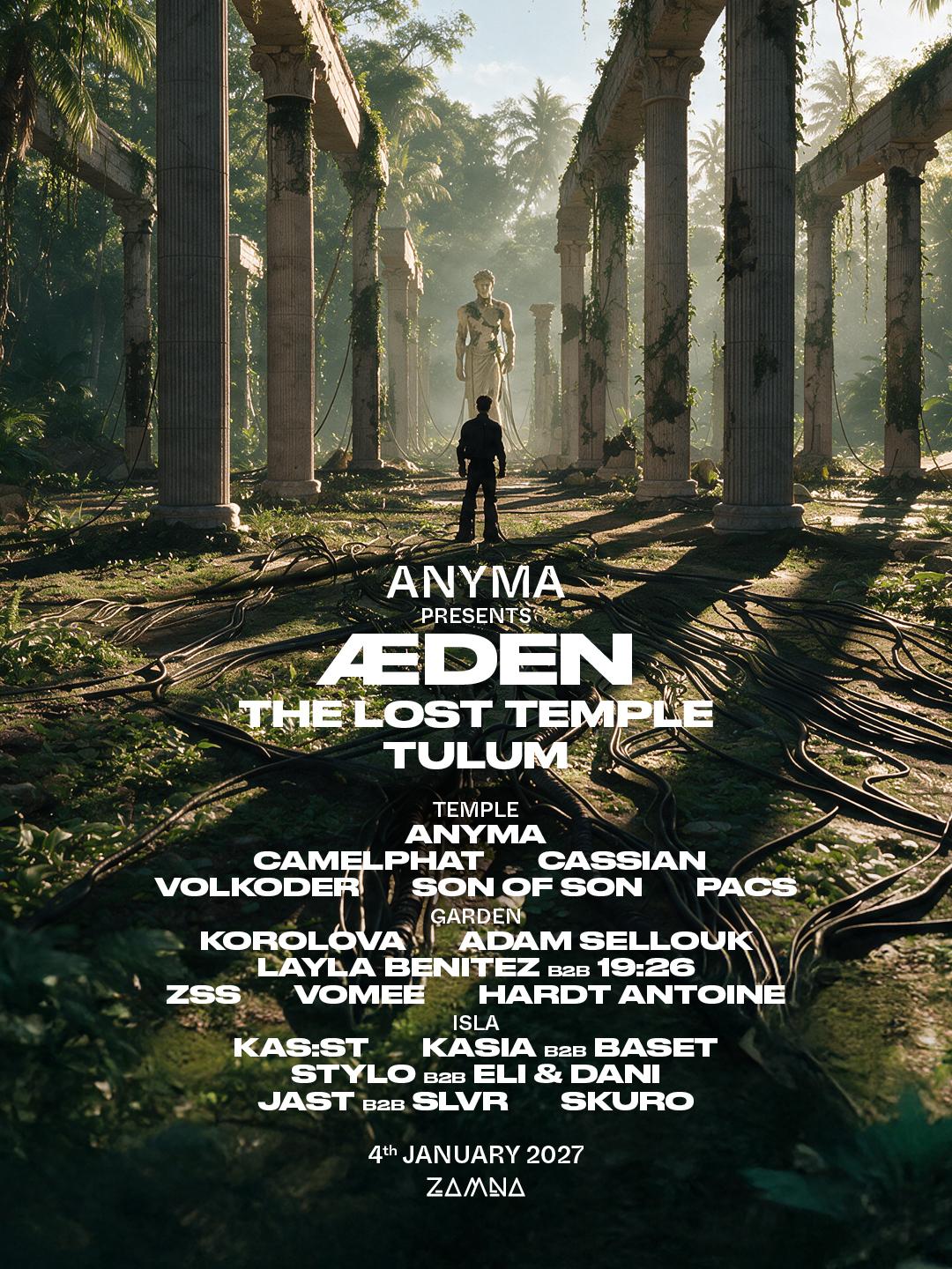 anyma presents aeden in tulum 2027 lineup and flyer