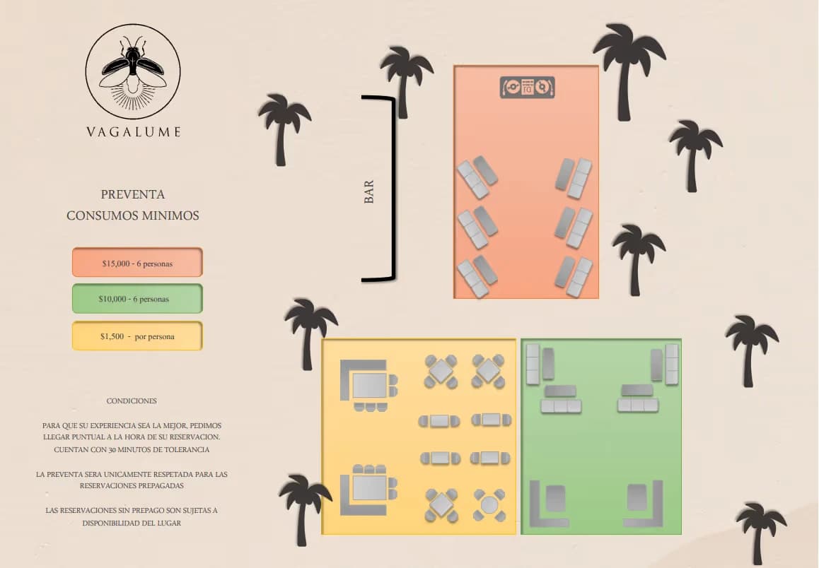 Vagalume Tulum table layout