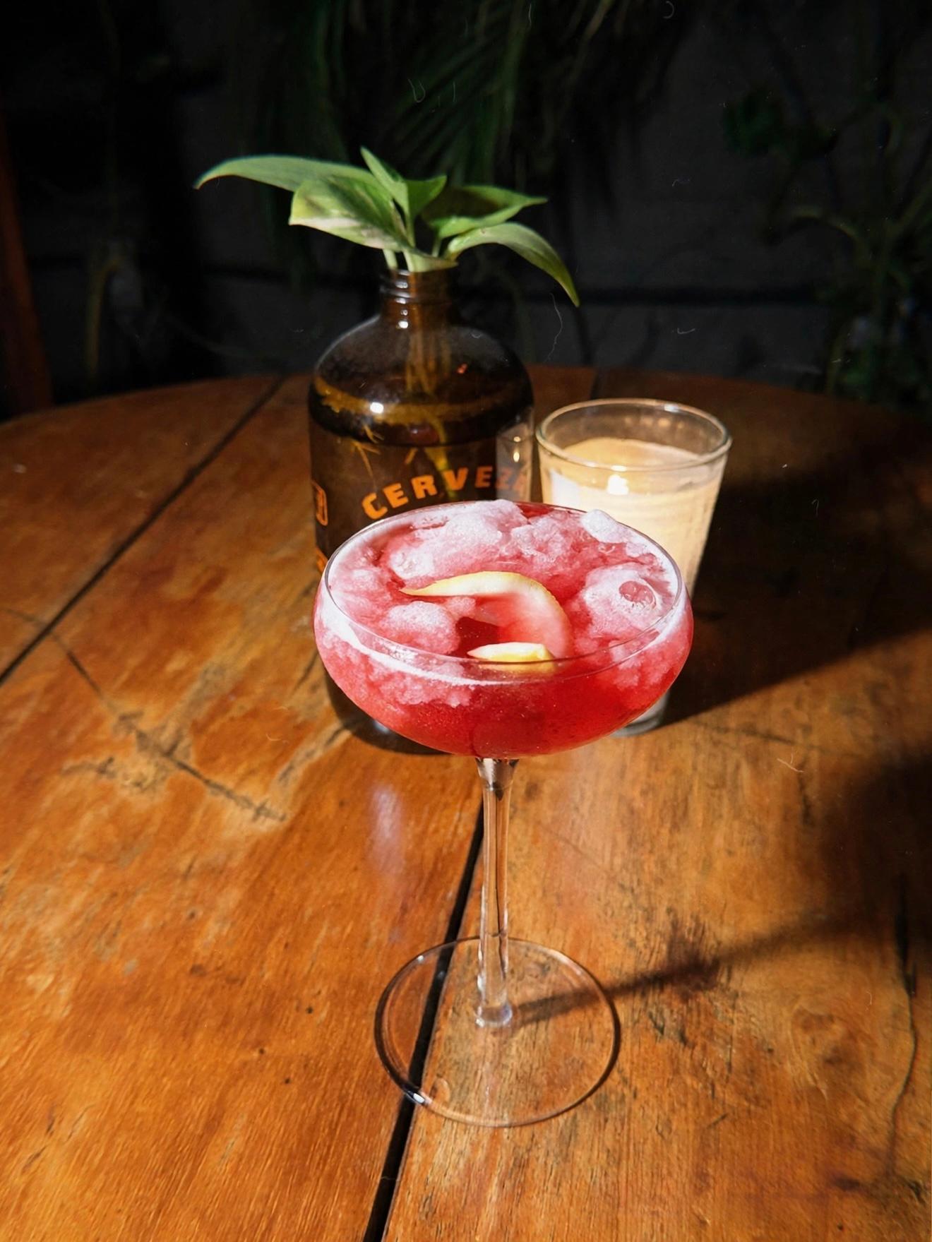 A red cocktail
