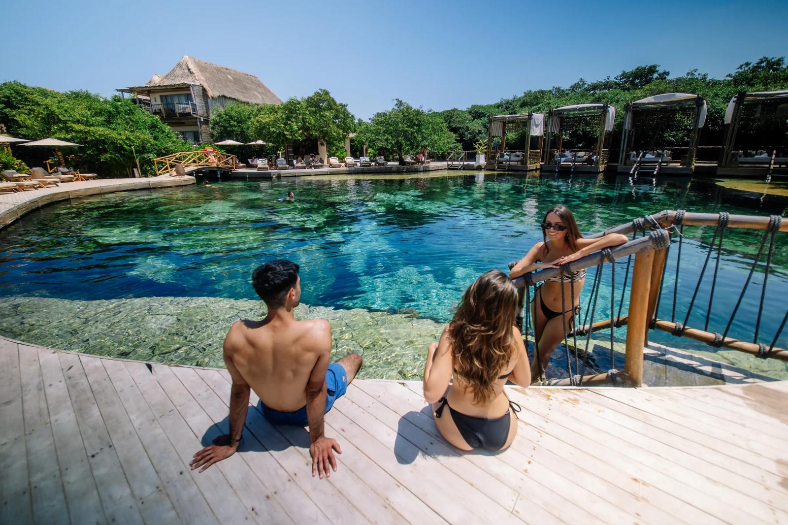 /relax, pool/deck setting, sunny mood). * No "image of"/