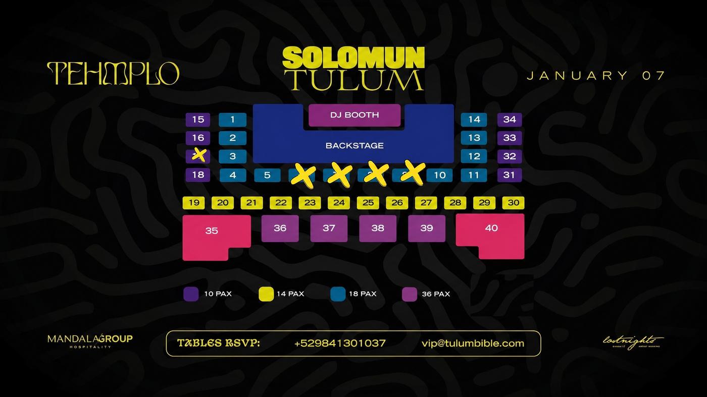 Solomun Tulum 2027 table layout