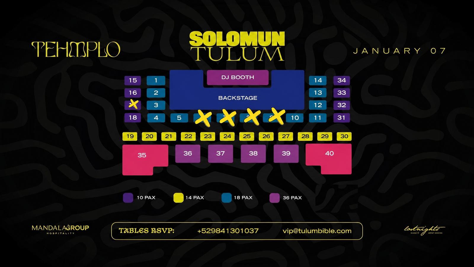 Solomun Tulum 2027 table layout