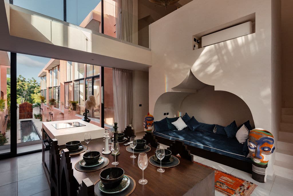 Dining table laid for a meal