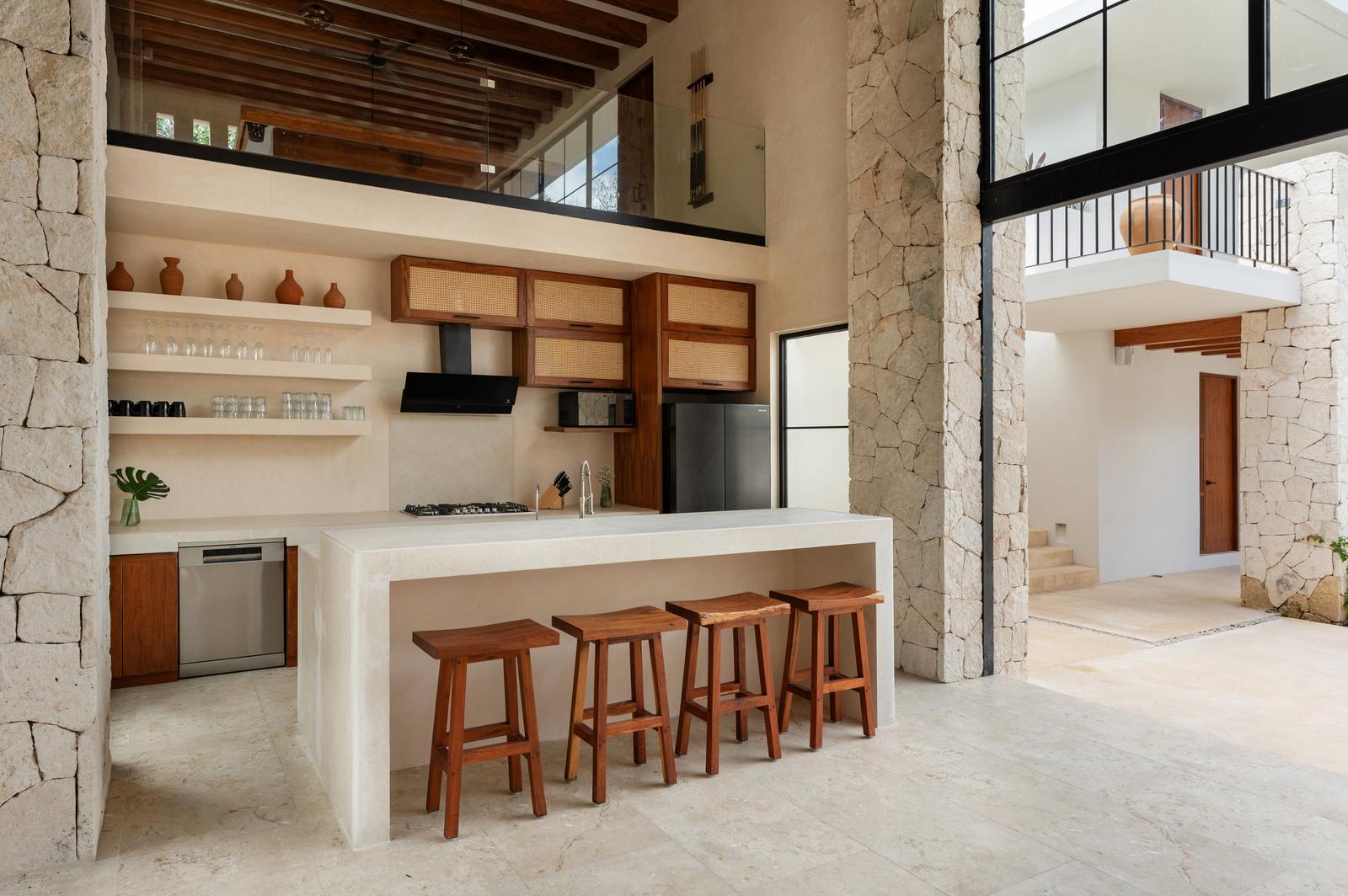 Kitchen bar beneath the mezzanine
