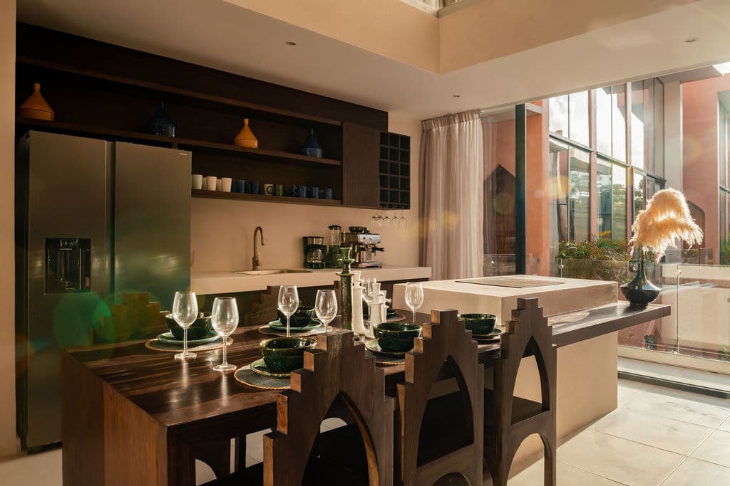 Kitchen and dining area with garden doors