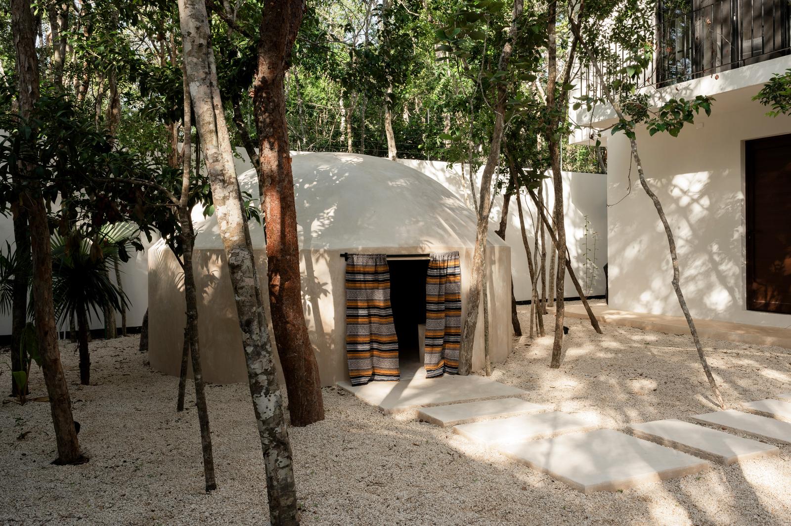 The temazcal, set back among the trees