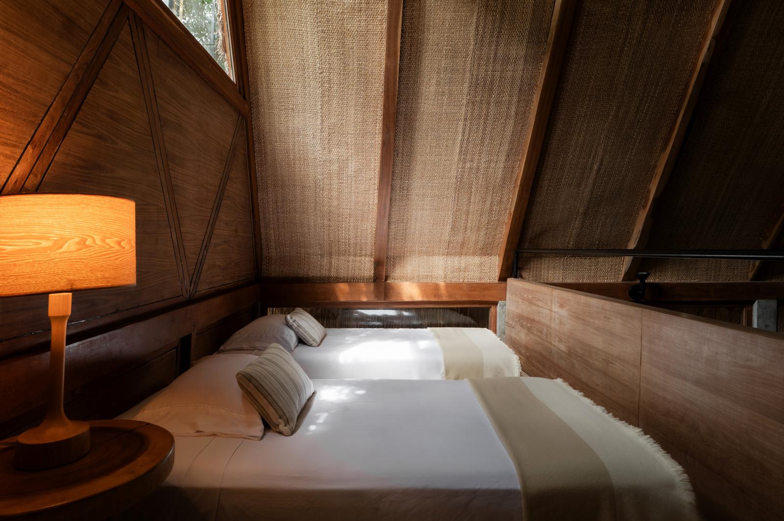 Lodge bedroom in the evening
