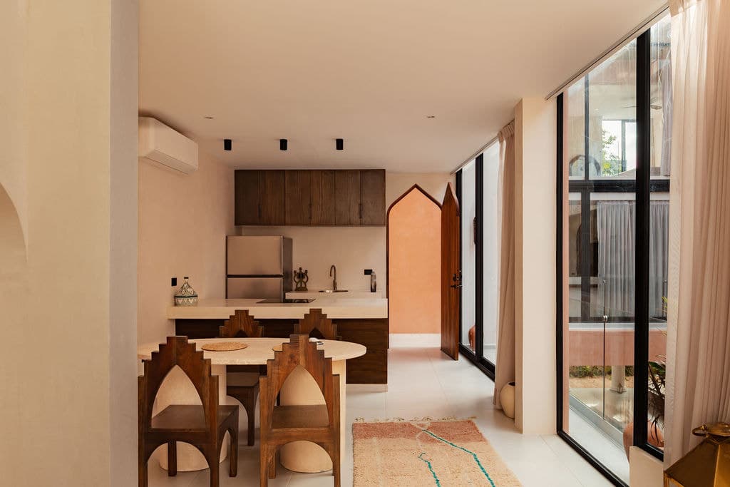 Bathroom with freestanding tub and garden door