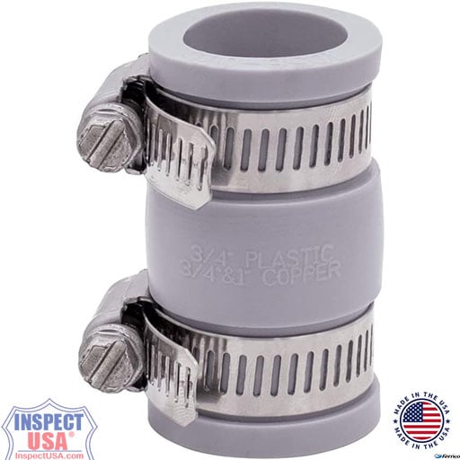 Flexible Coupling 0.75"x0.75" GRAY Fernco (1056-075) with SS Clamps
