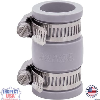 Flexible Coupling 0.75"x0.75" GRAY Fernco (1056-075) with SS Clamps