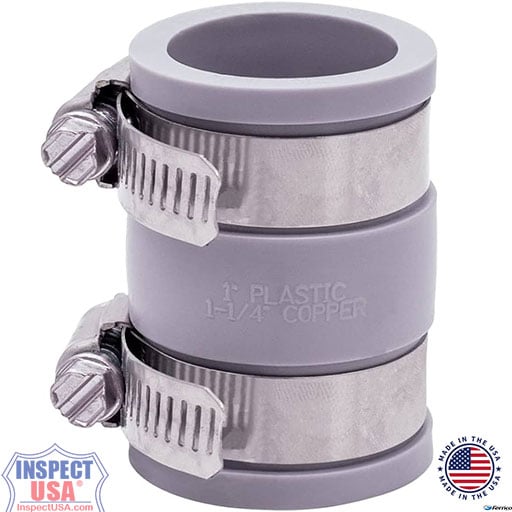 Flexible Coupling 1.0"x1.0" GRAY Fernco (1056-100) with SS Clamps
