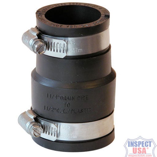 Flexible Coupling 1.5"x1.25" BLACK Fernco (1056-150/125) with SS Clamps