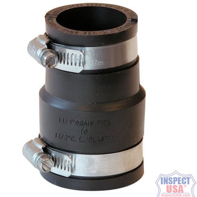 Flexible Coupling 1.5"x1.25" BLACK Fernco (1056-150/125) with SS Clamps