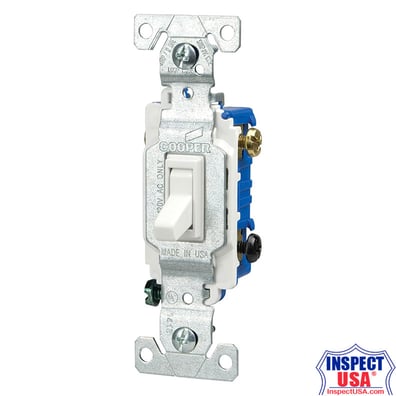 White 3Way Toggle Switch 15Amp (1303-7W) 110-120vAC