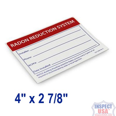 System Labels: Radon Reduction (15005-20) 20 Labels 4" x 2 7/8