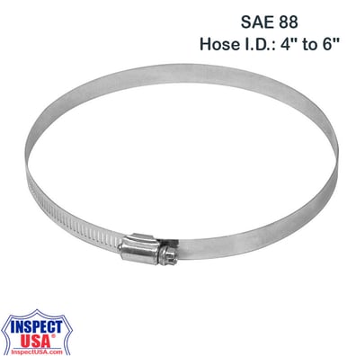 Stainless Steel Worm Gear Hose Clamp #88 (1XHD6) 4" to 6" Diameter