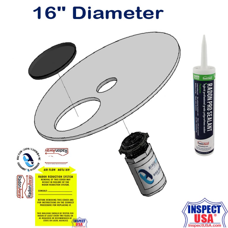 16" Clear Sump Cover Kit (25072) with RadonAway Sealant