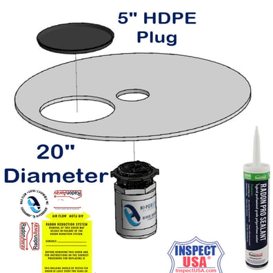 20" Clear Sump Cover Kit (25074) with RadonAway Sealant