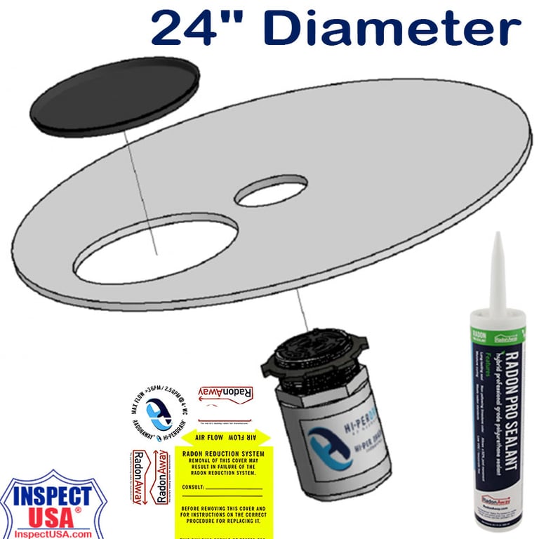 24" Clear Sump Cover Kit (25075) with RadonAway Sealant