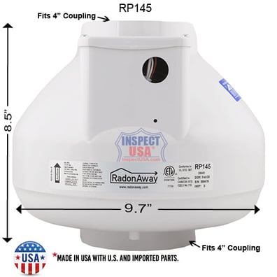 RadonAway Pro-Series 4" Radon Mitigation Fan (RP145) 5Year Warranty