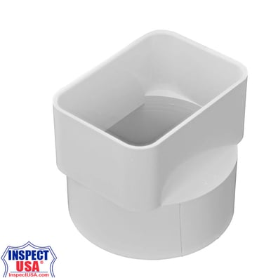 PVC Downspout Adapter (28482) 3x4" Downspout to 4" Schedule 20 Pipe