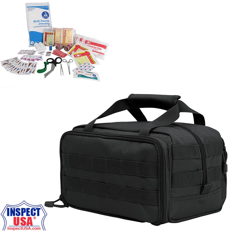 First-Aid & Trauma Kit 11"x8"x7" (3885B) Black Canvas Bag