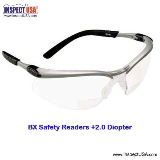 3M BX Safety Reader Goggles Clear (11375) Silver/Black 2.0 Diopter