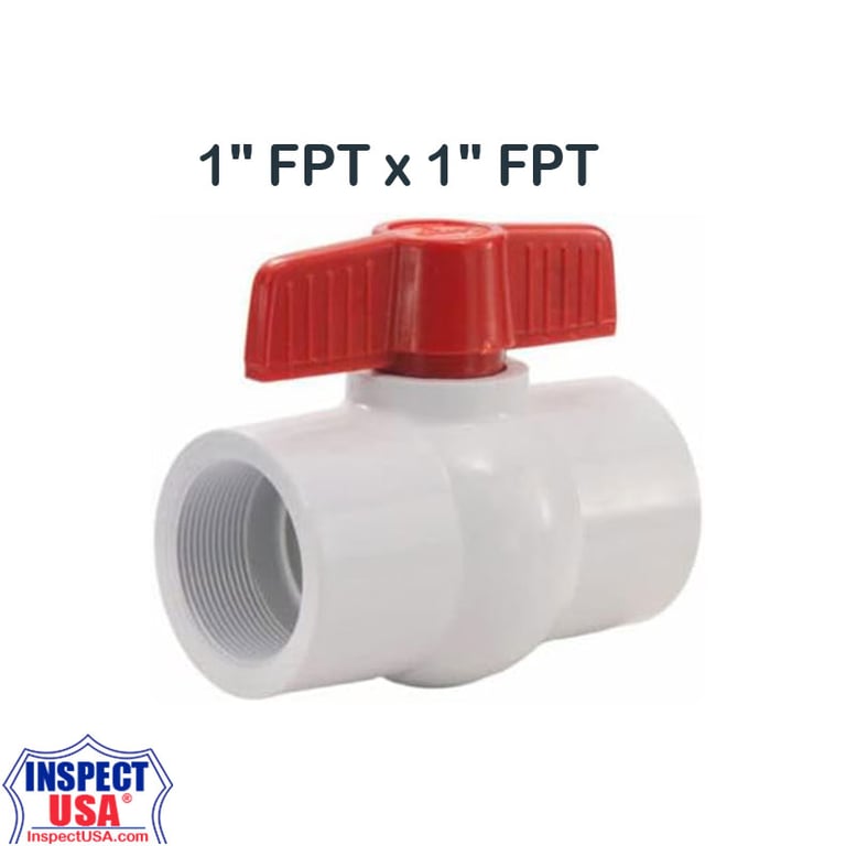 PVC Manual Two-Way Threaded Ball Valve 1" (4YLJ5) Red Handle