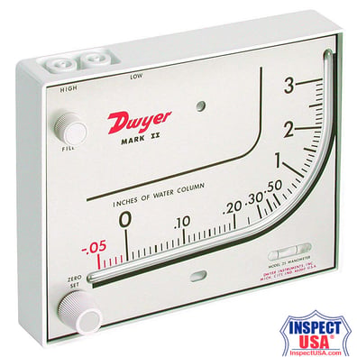 Dwyer Mark II Series 25 Manometer 0-3"WC (50005-1) Inclined