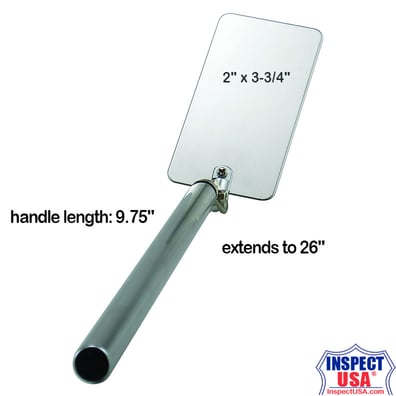 Metal Inspection Mirror 2" x 3.75" (5562) Extends to 26"