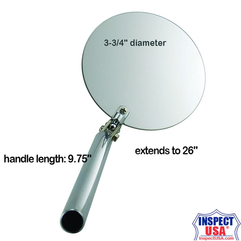 Metal Inspection Mirror 3.75" Round (5563) Extends to 26"