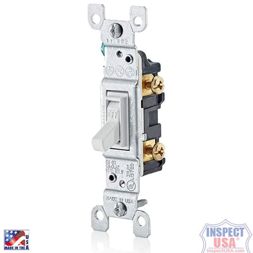White Single-Pole Toggle Switch 15Amp (73001) 110-120vAC