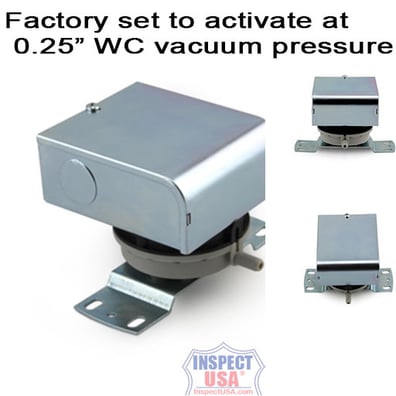 Pressure Switch (73023) Activates at 0.25 Inch Water Column