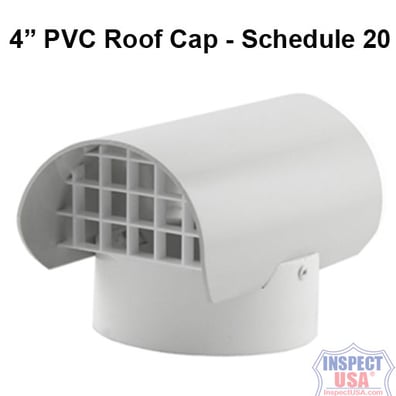 Roof & Wall Vent Cap 4" White PVC (76009) Fits SCH20 Pipe