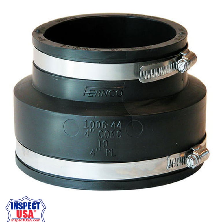 Flexible Coupling 6"x4" BLACK Fernco (79013) with SS Heavy Duty Clamps