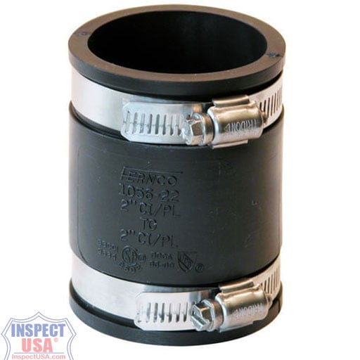 Flexible Coupling 2"x2" BLACK Fernco (79020) with SS Heavy Duty Clamps