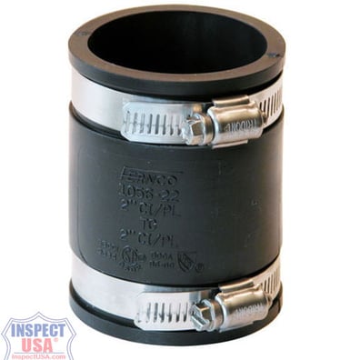 Flexible Coupling 2"x2" BLACK Fernco (79020) with SS Heavy Duty Clamps