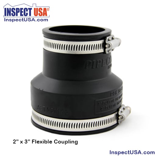 Flexible Coupling 3"x2" BLACK (79027) with SS Heavy Duty Clamps