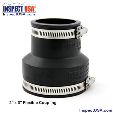 Flexible Coupling 3"x2" BLACK (79027) with SS Heavy Duty Clamps