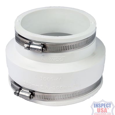 Flexible Coupling 6"x4" WHITE Fernco (79039) with SS Heavy Duty Clamps
